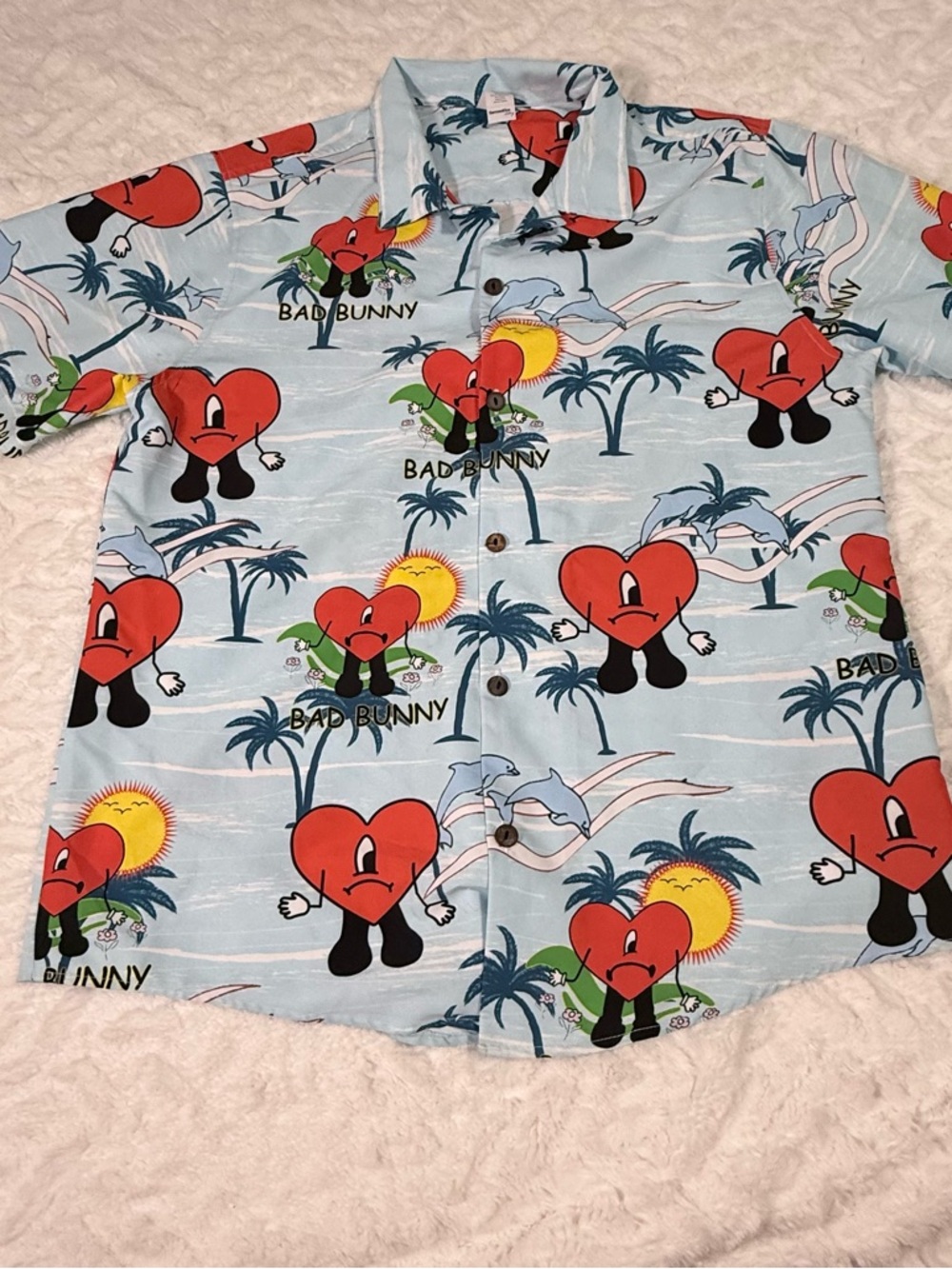 Bad Bunny Trap Rap button shirt, short sleeves - Size L